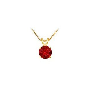 14K Yellow Gold Prong Set Natural Ruby Solitaire Pendant 1
