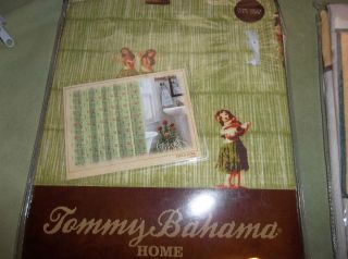 Tommy Bahama Bathroom Shower Curtain Hula Girls 100% Cotton Green