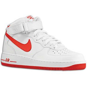 Nike Air Force 1 Mid   Mens   Basketball   Shoes   White/Varsity Red
