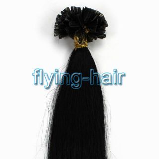  Nail tipped Pre bonded INDIAN Human Hair Extensions 100s 01 black NEW