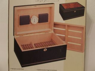 HUMIDOR SUPREME Classic 100 CIGAR COUNT Wooden Cigar Box Accessories