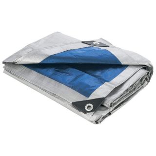 New 20 x 20 Foot Silver Blue Rope Reinforced Tarp Cover