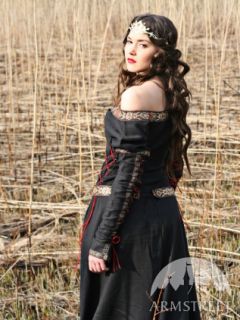 Medieval Black Cotton Dress Lady Hunter Garb SCA 