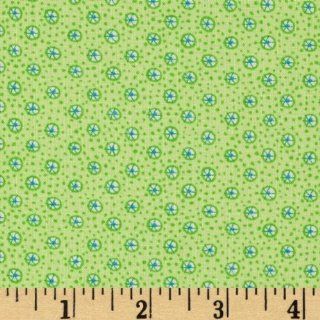 44 Wide ABCs and 123s Star Dot Green Fabric By The