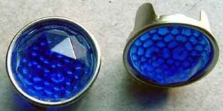 Glass Blue Dots with Stainless Steel Bezels