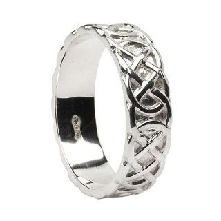Mens Closed Celtic Knot Wedding Band Sterling Silver Irish