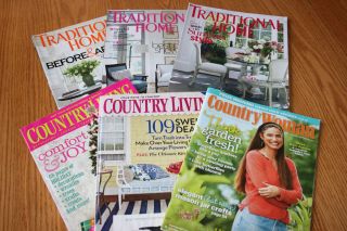 LOT OF 6 WOMENS MAGAZINES  COUNTRY LIVING, TRADITIONAL HOME & COUNTRY