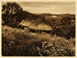 1925 Workers Huts Chozas Cihuapam Mexico Photogravure   ORIGINAL