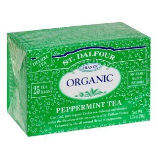ST. DALFOUR Organic Tea, Tea Bags, Peppermint, 25 Count 1.75 Ounce