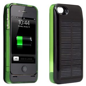 Hybrid Solar Battery Charger Thin Case For iPhone 4 and 4S Black with