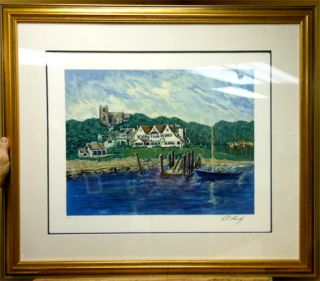 Ted Kennedy Hyannisport Compound Framed Serigraph on paper image17x22