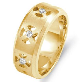 3Ct Mens 3 Stone F Round Diamond Wedding Band Rings 14k Gold Yellow