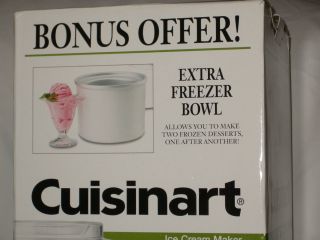  Cuisinart Ice Cream,Yogurt,& Sorbet Maker w/ BONUS Extra Freezer Bowl