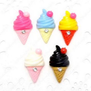 B1622 x 25pcs Mix Ice Cream Sundae Cone Swirl Resin Flatback