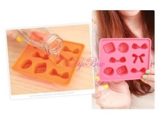 Button & Ribbon Freeze Ice Cube Chocolate Jelly Candy Silicone Mold