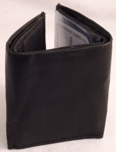 RFID Identity Theft Protection Black Leather Trifold Mens Wallet w
