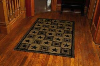 IHF Braided Rectangle Area Accent Rug Applique Country Star Black for