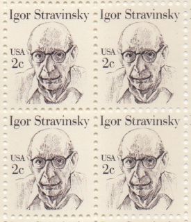 Igor Stravinsky Set of 4 x 2 Cent US Postage Stamps New Scot 1845