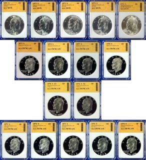 1971 78 Perfect Proof UNC Silver Ike Set 16 Coin Set