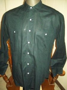 Ike Behar Black Linen Cotton Blend Dress Shirt Large