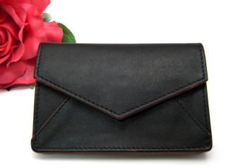 Ili Leather Envelope Business Card Case Holder Black New