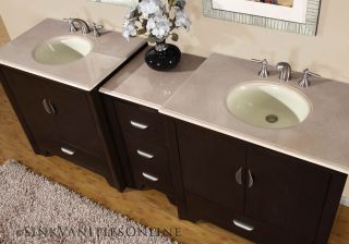 89 Ilene W   Marble Top Double Sink Stone Bathroom Furniture Vanity