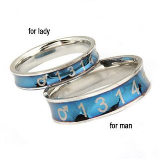 USD $ 3.49   Blue Number Pattern Titanium Steel Couple Ring,