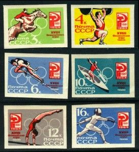 RUSSIA 2921 to 2926 * IMPERFS * Olympic Sports Atheletes MNH ** Lot R