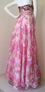 Impress Everyone Pink Floral Beaded Formal Evening Prom Ball
