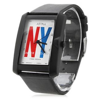 USD $ 6.17   Unisex Leather Analog Quartz Wrist Watch 2354J (Black