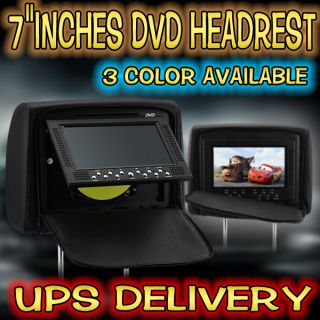 DVD Headrest 2 x 7 in Car Pillow Monitor 1 DVD Players Games Beige