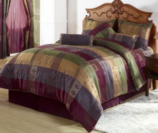  Gitano Jacquard Patchwork Comforter Set Bed in A Bag Cal King