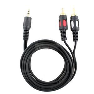 New Audio 6 Feet Y Cable 3 5mm Stereo Plug to 2 RCA Plugs Black