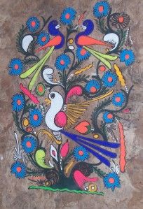 Mexican Latino Amate Bark Indian Folk Art Painting