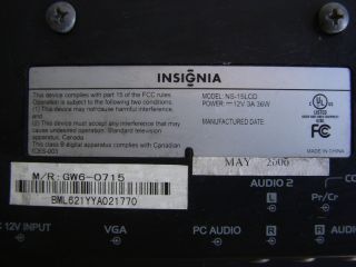 Insignia NS 15LCD 15 inch LCD Flat Screen TV HD Ready
