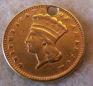 1874 Indian Princess Head $1 US Gold Coin RARE Type III