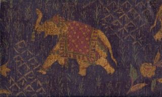 Wallpaper East Indian Big Elephants on Blue with Gold