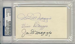 Joe Vince Dom DiMaggio Signed Index Card PSA DNA Slabbed