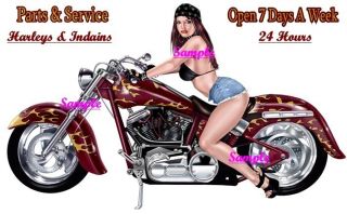 Indian Motorcycle Parts Service Pinup Girl on Bike Waterslide Decal