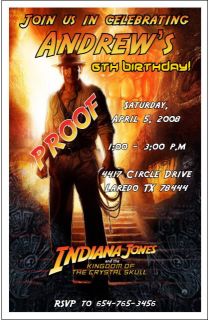 Set of 10 Indiana Jones Personalized Invitations