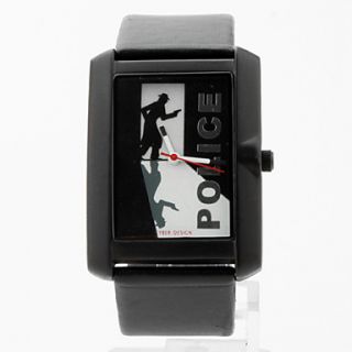 USD $ 6.49   Unisex Leather Analog Quartz Wrist Watch 2354G (Black
