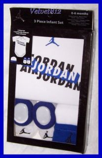 Awesome Nike Air Jordan Baby Boy 3pc White Infant Gift Set Sz 0 6 Mos
