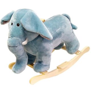New Baby Toddlers Toys Toy Blue Plush Elephant Rocking Animal Wood