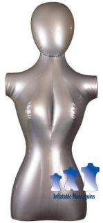 Inflatable Mannequin Female Torso with Head Silver