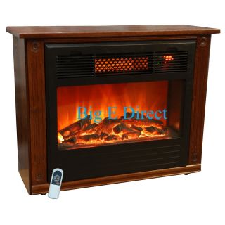 Compact Electric Room Infrared Quartz Fireplace Portable Heater Remote