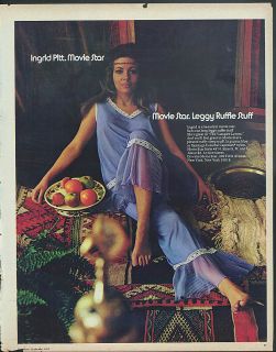 Ingrid Pitt Movie Star leggy Ruffle Stuff Pajamas Ad 1970