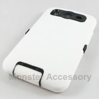 White Double Layer Hard Case Cover Holster Combo HTC Inspire 4G