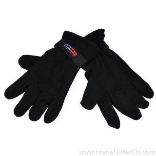 Mens Fleece Gloves Thermal Insulated Adjustable Wrist Strap Winter
