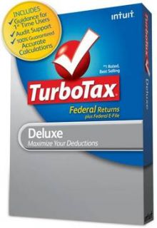 Intuit TurboTax Deluxe Federal Tax Returns E File 2012 Software