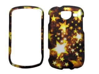 Gold Stars Hard Rubberized 2pc Snap on Cover Case for Samsung